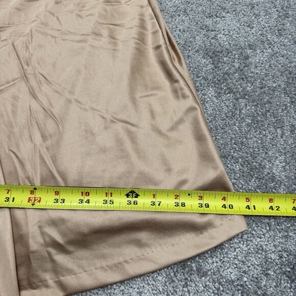 Annique Satin Long Gown Wrap Dress Womens Medium Nude Tan Long Sleeve Formal - Picture 10 of 13